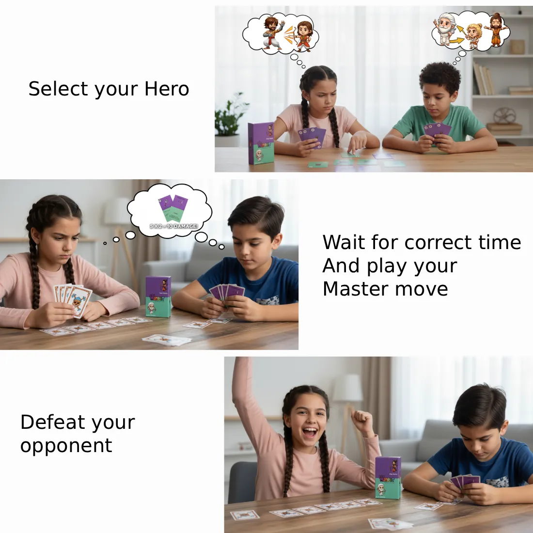 Warout strategy card game for kids inspired by Mahabharata heroes