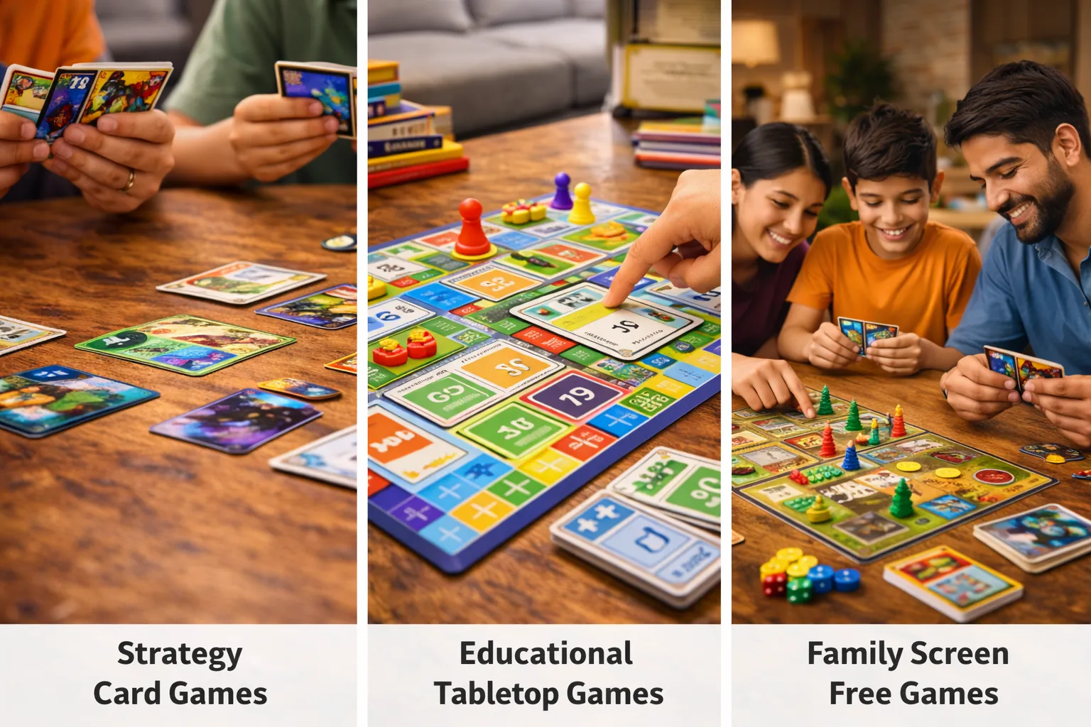 screen free strategy card game for kids warout cards spread